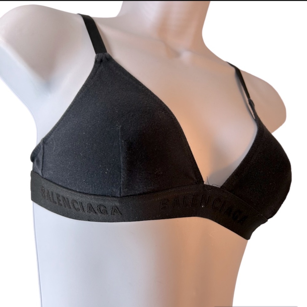 Balenciaga Womans Bra Small Black Logo Bralette T… - image 6